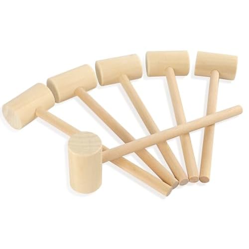 6Pack Small Wooden Hammers Halloween Decor for Chocolate Breakable Heart, Wooden Mallets for Chocolate Smashes for Chocolate Heart