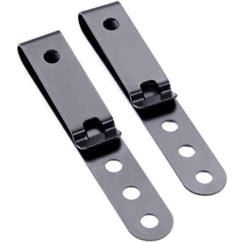 [2 Pack] HolsterSmith Universal Metal Belt Clip for Holster Making, Knife Sheaths, Cell Phone Cases - (3-Hole) - (Tactical Black) - USA