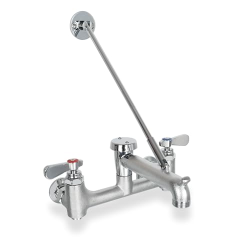 Phivan Commercial Mop Sink Faucet with Vacuum Breaker, Wall Mount, 8-Inch Adjustable Center, Lever Handle, Chrome Finish