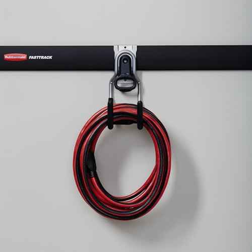 Rubbermaid Fast Track Wall Mounted Multi-Purpose Garage Utility Hooks for Tools, Sports Equipment, and Gardening Supplies, Satin Nickel (2 Pack)