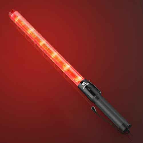 RoadHero 1 Pack Traffic Wand, 21 Inch Led Traffic Control Baton, Safety Light Wands with 2 Flashing Modes, Air Marshaling Signal Wand with Side Clip for Airport, Parking, Car Directing