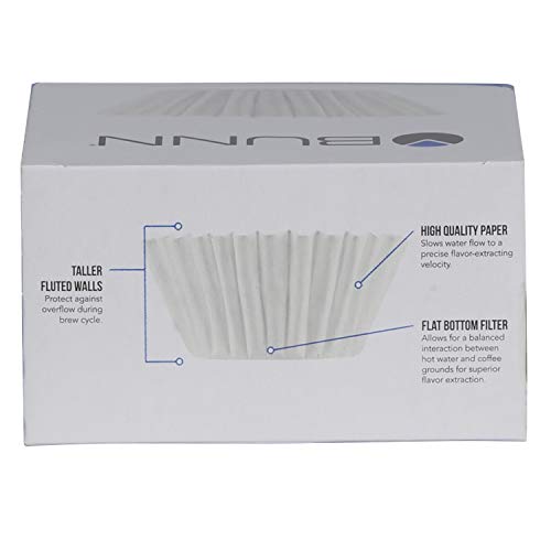 BUNN 100 Count Coffee Filters, Flat Bottom 8-12 Cup, 6 Pack (600 Filters per Case)