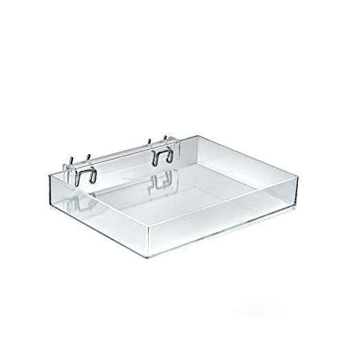 Azar Displays 225541 9.5" Wide Open Tray for Peg/Slat, 2-Pack