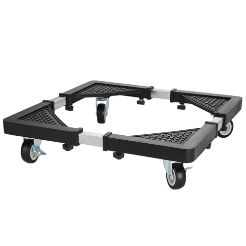 HQO LOVL Adjustable Mini Fridge Stand with 4 Locking Wheels, 17.7-25.6 in Dolly for Washer/Dryer & Furniture