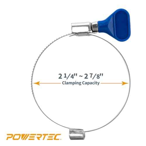 POWERTEC 70224 2-1/2 Inch Left Hand Keyed Bridge Hose Clamp, Thumb Screw Key Adjustable Stainless Steel Hose Clamps for Dust Collection, Dust Collector and Dryer Vent Hose, 5 pack