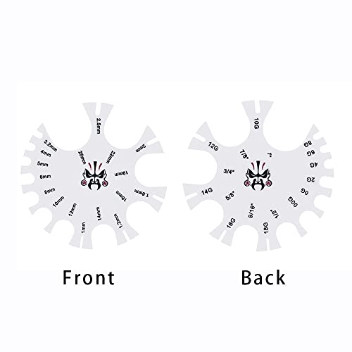 COOEAR Acrylic Piercing Gauge Measurement Wheel 18G-1 Inch (Ruler Variation)