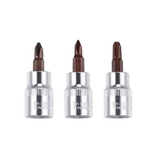 uxcell 3/8" Drive x PH1 - PH3 Phillips Bit Socket Set, S2 Steel Bits, CR-V Sockets 48mm Length (For Hand Use Only)