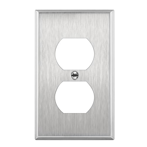 ENERLITES Stainless Steel Duplex Wall Plate 1-Gang, Silver, Standard Size