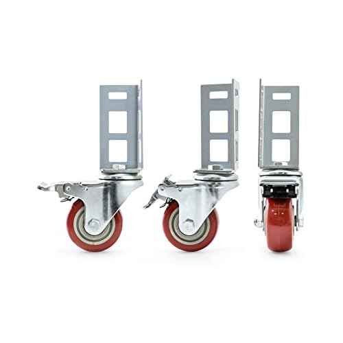 QWORK Storage Rack Caster Wheels, 4 Pack 3" Heavy Duty 500 lb. Max Total Capacity Storage Shelf Accessories, Fit for Boltless Self Locking Shelving Racks