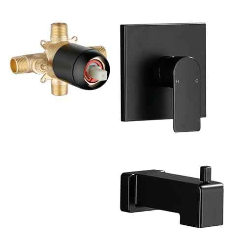 Shower Valve Trim Kit with Tub Spout Wall-Mounted Tub Shower Rough-In Mixer Valve Tub and Shower Trim Kit Bathroom Trim Kit Matte Black