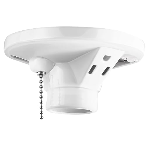 Saysurey Porcelain Light Socket with Outlet & Pull Chain - 1 Pack