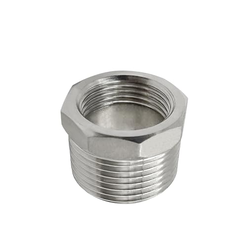 Beduan 304 Stainless Steel NPT Reducer Hex Bushing - 1 Male to 3/4 Female, 1" OD
