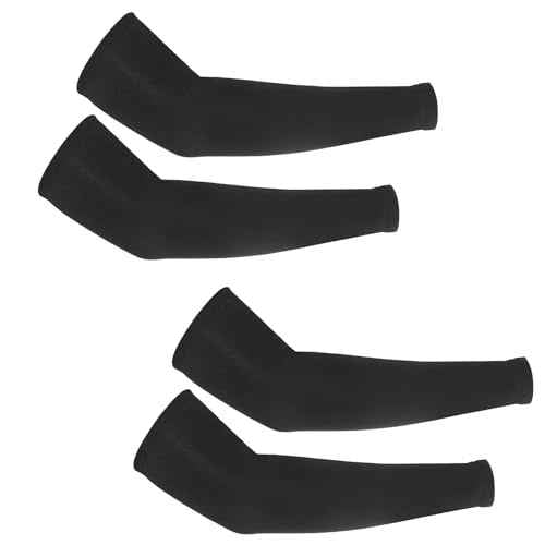 2 Pairs Kids Arm Sleeves - Breathable Elastic Compression Sleeves for Football, Basketball, Volleyball, Baseball - Youth Boys & Girls, Black