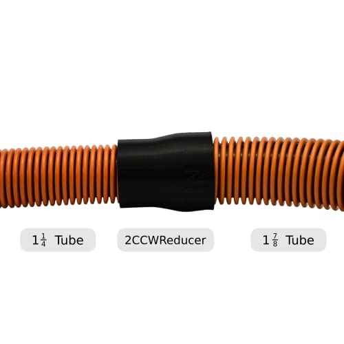 1 7/8in to 1 1/4in Vacuum Hose Reducer Coupler Accessory - 2CCWReducer - Counter-Clockwise Thread for Secure Fit (Black)