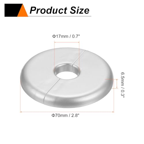 HARFINGTON 2pcs Wall Split Flange Cover Plate 17mm Silver Self-Adhesive ABS Plastic