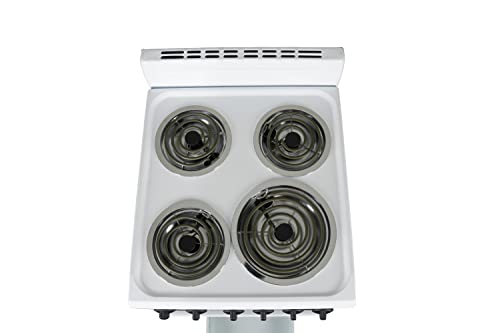 White 20-Inch Premium Levella Electric Range with 4 Coil Burners & 2.2 Cu Ft Oven