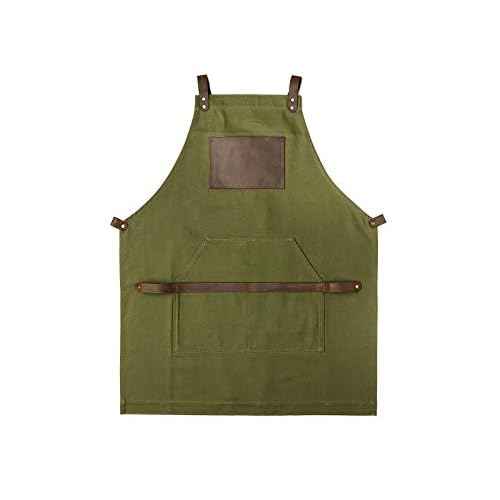 OleksynPrannyk Work Apron in Non-Waxed Canvas with Cross Straps Adjustable