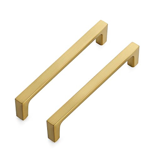 Ravinte 5 Inch Brushed Brass Cabinet Handles Pack of 10 - Solid Pulls