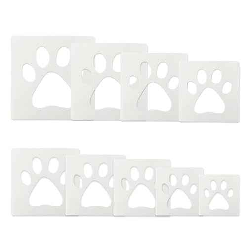 Paw Stencil, 8Pcs Large Dog Paw Stencil for Painting,Cute Bear Cat-Paw Print Stencils Template Reusable Plastic Animal-Paw Paint Stencils for Crafts Art Painting on Wood Paper Flag Wall Home Decor