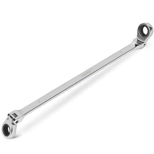 DISEN 8-9mm Extra Long Flex Head Ratcheting Wrench set, Double Box End Long Reach Ratchet Wrench, CRV Steel, Metric