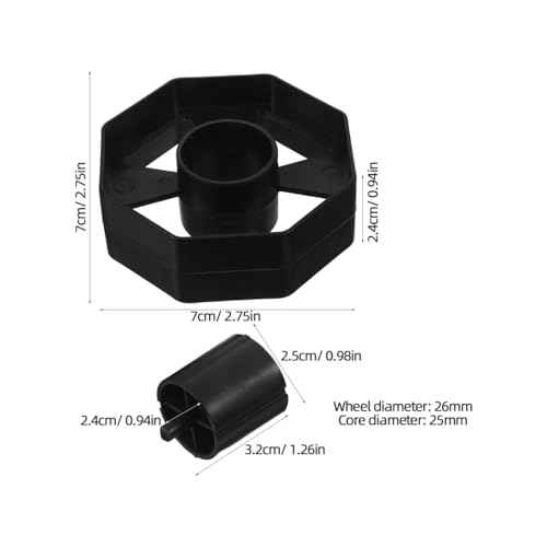 Housoutil Tape Dispenser Core, 3 Sets Replacement Tape Dispenser Wheel, Replacement Core and Wheel, Black Organizer Roll Insert for Home Shop Office School