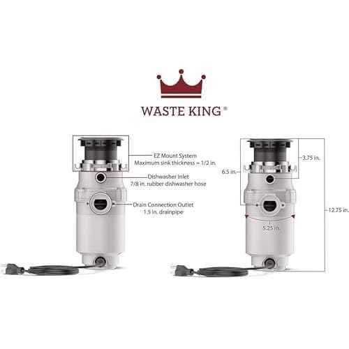 Waste King Garbage Disposal for Kitchen Sink with Power Cord, L-1001