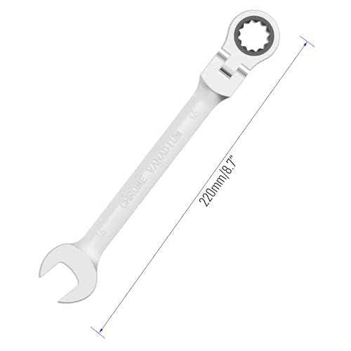 16mm Flex-Head Ratcheting Combination Wrench Metric 72 Teeth 12 Point Ratchet Box Ended and Open End Spanner Tools, Flexible Head Gear Wrench, Heat-Treated CR-V