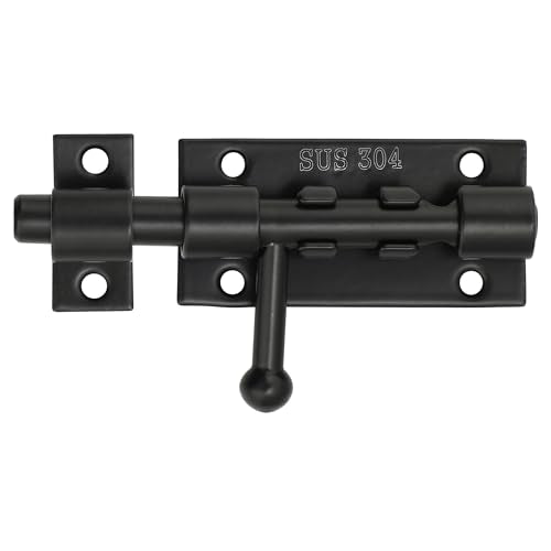 Alise 4 Inch Black Sliding Door Lock - Heavy Duty Stainless Steel Security Latch