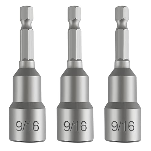 3-Pc 9/16" Magnetic Nut Driver Bits ? 65mm (2.5") Impact Ready Bits, Cr-V Steel, 1/4" Hex Shank for Impact Drivers & Drills ? Heavy Duty Magnetic Nut Setters for Sockets, Fasteners & DIY Projects
