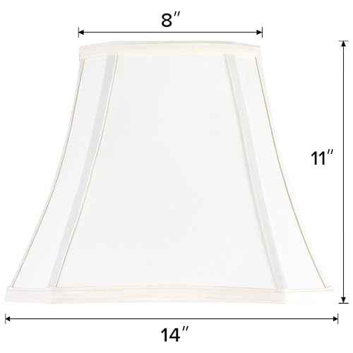 GO&SO Square Cut Corner Lampshades Set of 2, 8x14x11 Inch Medium Table Lamp Shades Cream-Yellow, Natural Fabric Handcrafted, Easy Assembly,Bell Lamp Shade for Floor Lamps Replac for Living Room