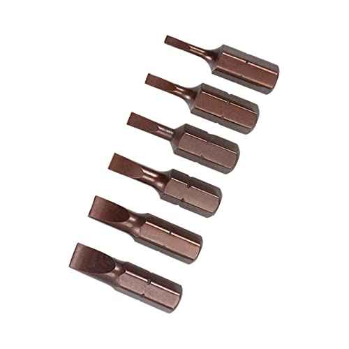Slotted Bit Set - [SL2-SL6] 1/4" Hex Shank Magnetic Flat Head Screw Driver Batch Head for Socket Screwdriver Handle Use, 1 Inch Length