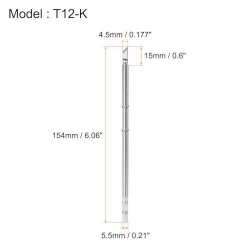 HARFINGTON Soldering Iron Tips T12-K 4.5mm Tip Width Nickel-Plated Knife Tip Fast Heat up Solder Replacement Tip for Fine welding, Electrical Solder Station, Silver Tone