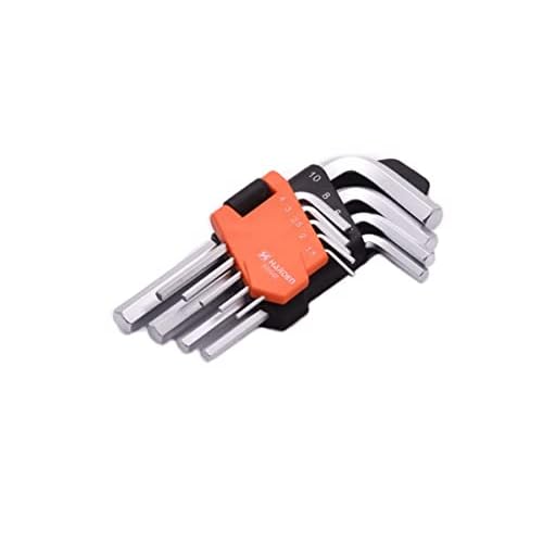 Edward Tools Pro 9 Piece Short Hex Allen Wrench Set - Metric 10mm - 1.5mm - Harden CRV Steel - Optimum Strength Steel - Organizer Tool Clip for Quick Access to Size