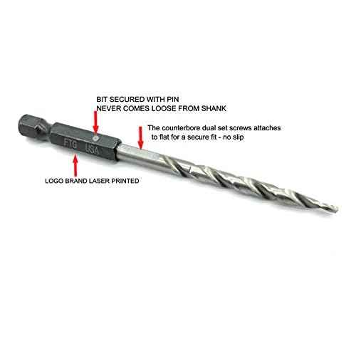 FTG USA Adjustable Wood Countersink Drill Bit #10 (3/16") with Tapered Drill Bit for Woodworking