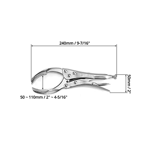 QWORK Locking Grip Oil Filter Wrench Pliers, 9 inch Alloy Steel Remover Wrench Tool, Fits Most Car and Equipment Filters - Heat Treated Carbon Steel with Nickel Plating