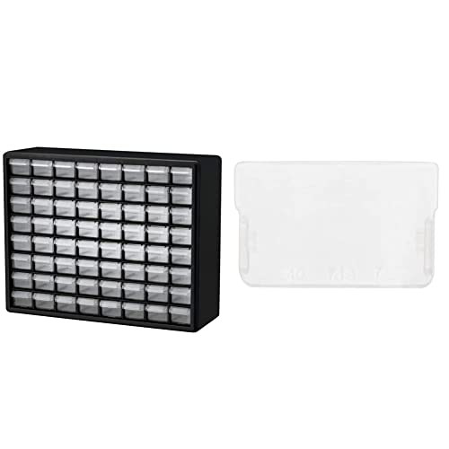Akro-Mils 64-Drawer Cabinet with 16 Dividers – Plastic Parts Storage, Black