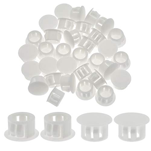 13mm (1/2") White Plastic Hole Plugs Set of 30 - Locking Furniture & Equipment Caps