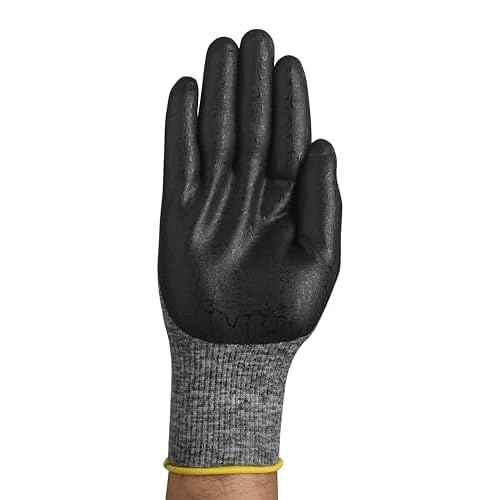 Ansell HyFlex 11-801 Nylon Glove, Black Foam Nitrile Coating, Knit Wrist Cuff, Small, Size 7 (Pack of 12)