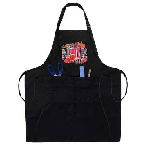 Adjustable Manicurist Apron, Waterproof Nail Tech Apron with 2 Pockets, Professional Cosmetics Apron