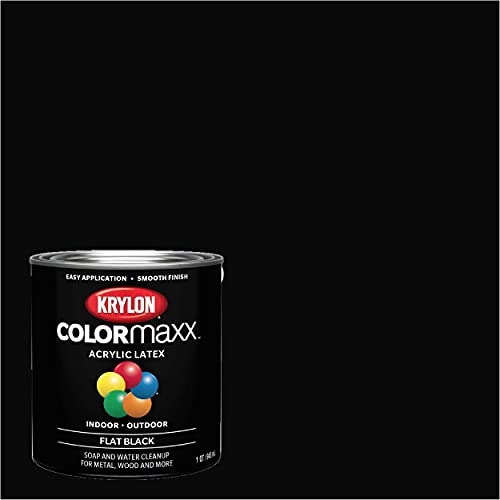 Krylon ColorMaxx Flat Black Acrylic Latex Interior/Exterior Paint, 32 Fl Oz