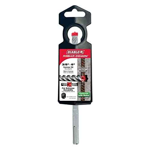 Diablo Rebar Demon SDS-Plus 4-Cutter Full Carbide Head Hammer Drill Bit - 3/8" Diameter, 6" Length, 4" Working Length - DMAPL4140