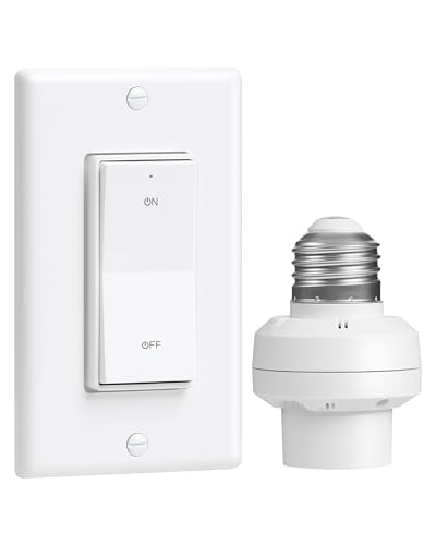 Remote Control Light Bulb Socket with Decorator Rocker Wall Switch - 1 Wall Switch + 1 Socket
