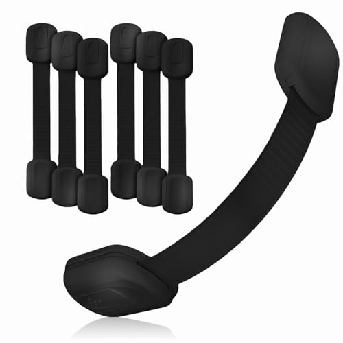 Baby Proof Me Black Child Safety Cabinet Latch Set, 6 Pack, RV & Home Use