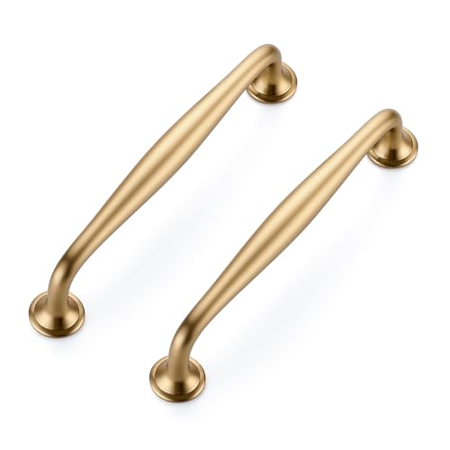 Ravinte 5 Inch Champagne Bronze Cabinet Handles 10 Pack - Solid Pulls with 2 Mounting Screws