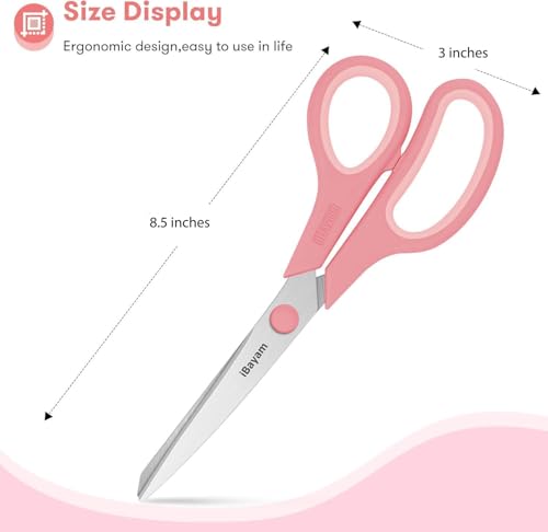 iBayam 8.5-Inch Pastel Heavy Duty Craft Scissors 3-Pack with Sharp 2.5mm Blades