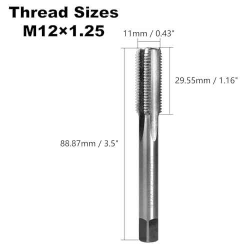 M12 x 1.25 Metric Thread Tap M12 x 1.25mm High-Speed Steel Machine Tap Right Hand Tap