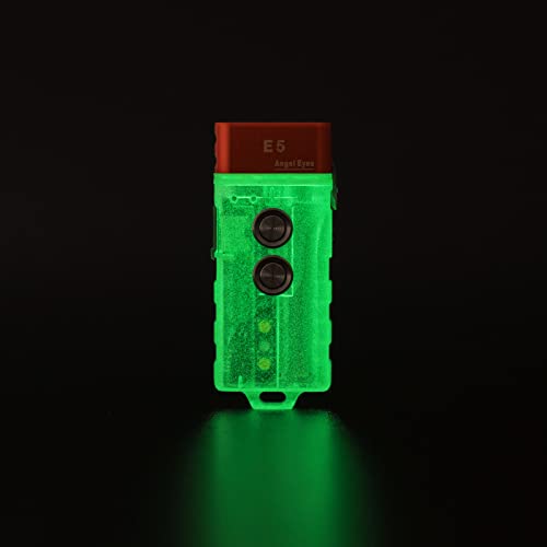 RovyVon E5 EDC Flashlight USB C Rechargeable, AAA Battery Compatible, 4000K High CRI Flat Keychain Light, Dual Power Sources for Camping Hiking (White+Red Sidelights)