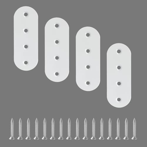 Alise 4 Pcs 100x38mm White Flat Mending Plates for Wood Furniture Repair