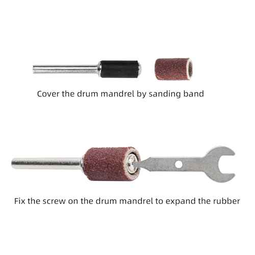 Sanding Accessories Set for Rotary Tools, 60Pcs 120# Grit Small Sanding Sleeves, 3Pcs 1/8" Sanding Drums, and 1 Wrench, Perfect for Woodworking, DIY Crafts