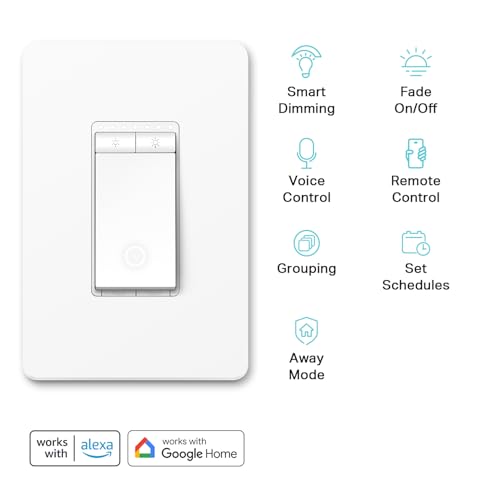 Kasa Smart Dimmer Switch HS220P3 3-Pack White Alexa Compatible Single Pole